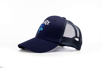 Бейсболка с вышивкой темно синяя сетка